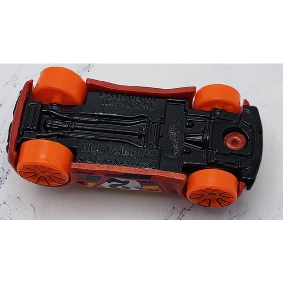 Hot Wheels 2020 Action Series High Voltage Red with Orange 5 Spoke Wheels - Picture 7 of 7
